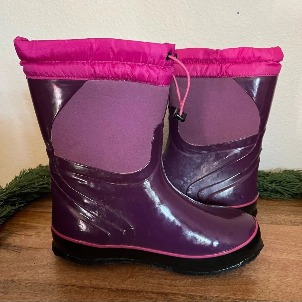 Bogs Pink Purple Girls Winter Snow Boots Size 6 Rubber Slip resistant Waterproof